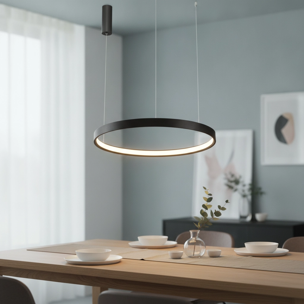 Strakke hanglamp Perrine Ø 60cm koffie bruin