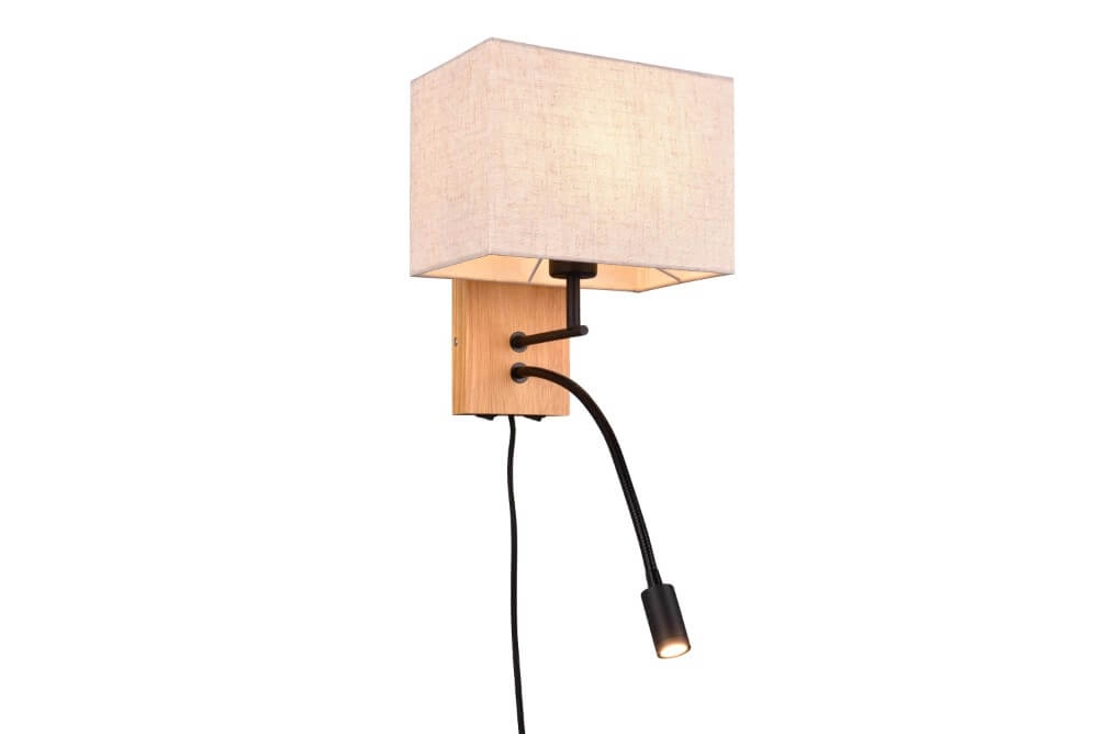 Landelijke wandlamp Nilam rechthoekige kap Trio 4017807567977