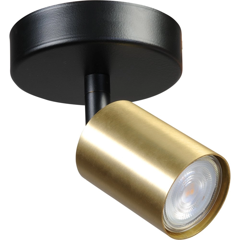 Plafondlamp zwart Bounce met gouden spot Plafondlamp zwart Bounce met gouden spot