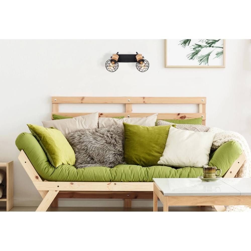 Wandlamp Lacky 2-lichts zwart Globo 9007371417360