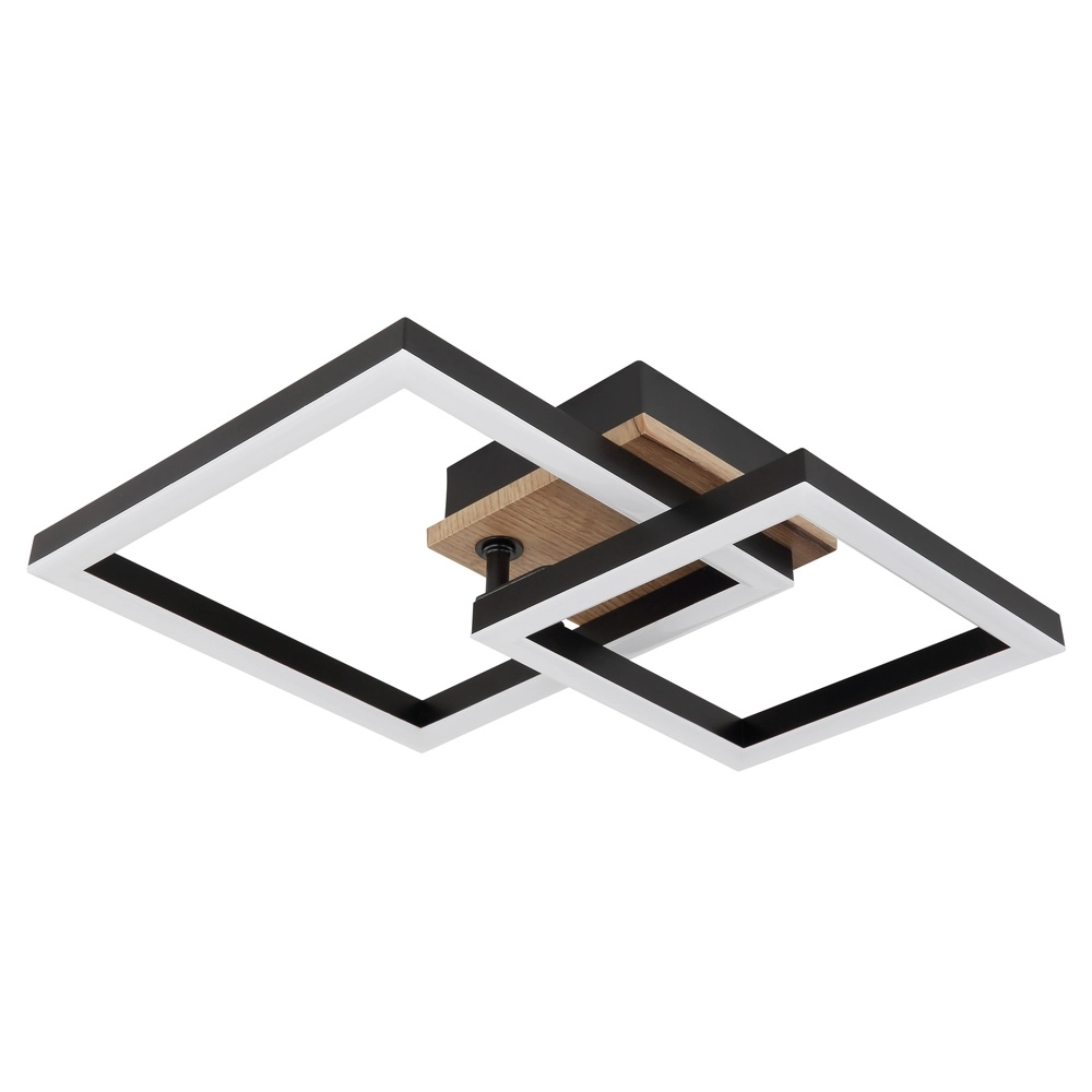 Plafondlamp Bard zwart met hout Globo 9007371455188