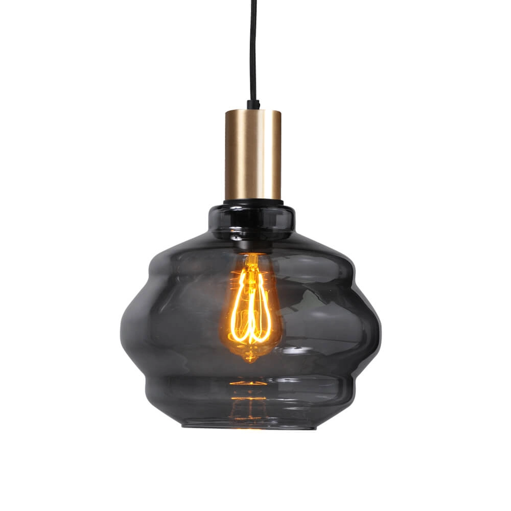 3-lichts hanglamp - goud - Porto met Ball smoke glazen - Ø 24cm Masterlight 8718121269603