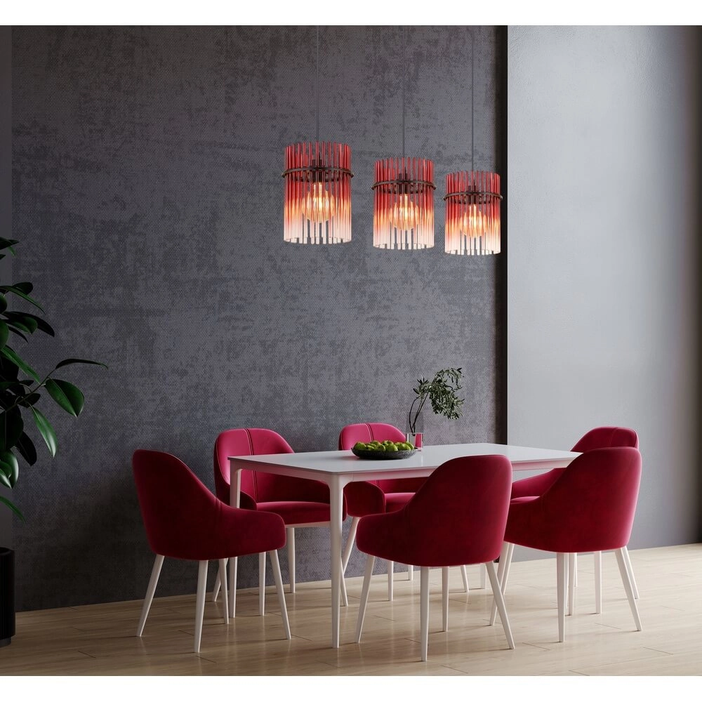 Zwarte hanglamp Gorley met rood glas 3-lichts Globo 9007371465965