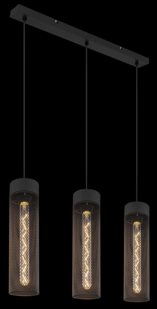 3-lichts hanglamp Hans zwart Globo 9007371432516