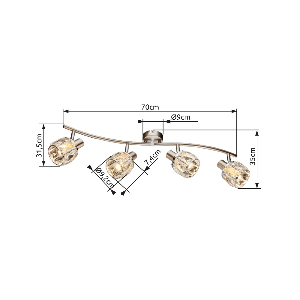 Plafondlamp Kris 4-lichts nikkel Globo 9007371366255