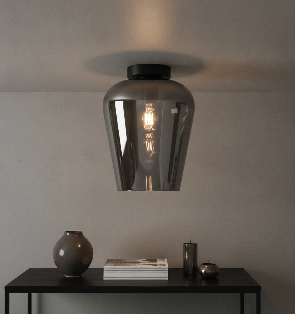 Plafondlamp Tombo titan glas Ø 23cm