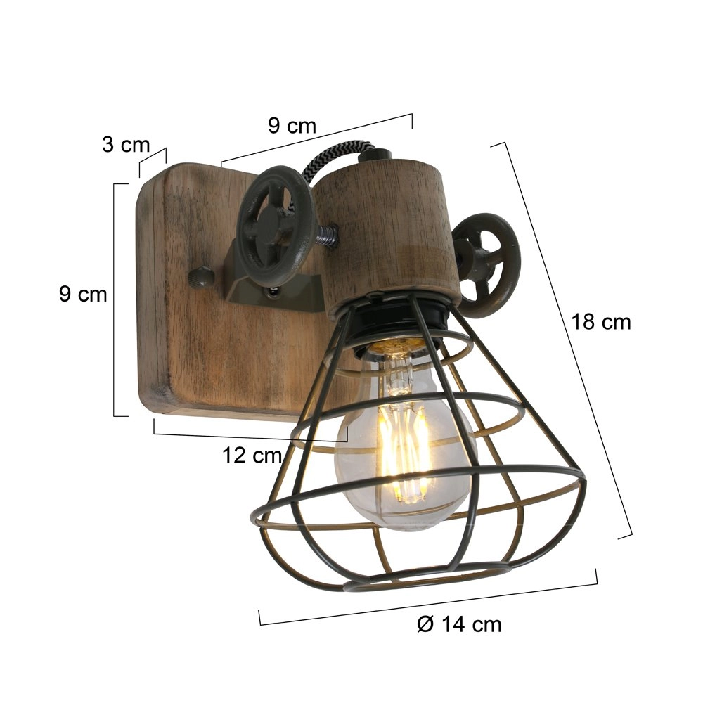 Wandlamp Geurnesey donkergroen met hout Steinhauer 8712746123012