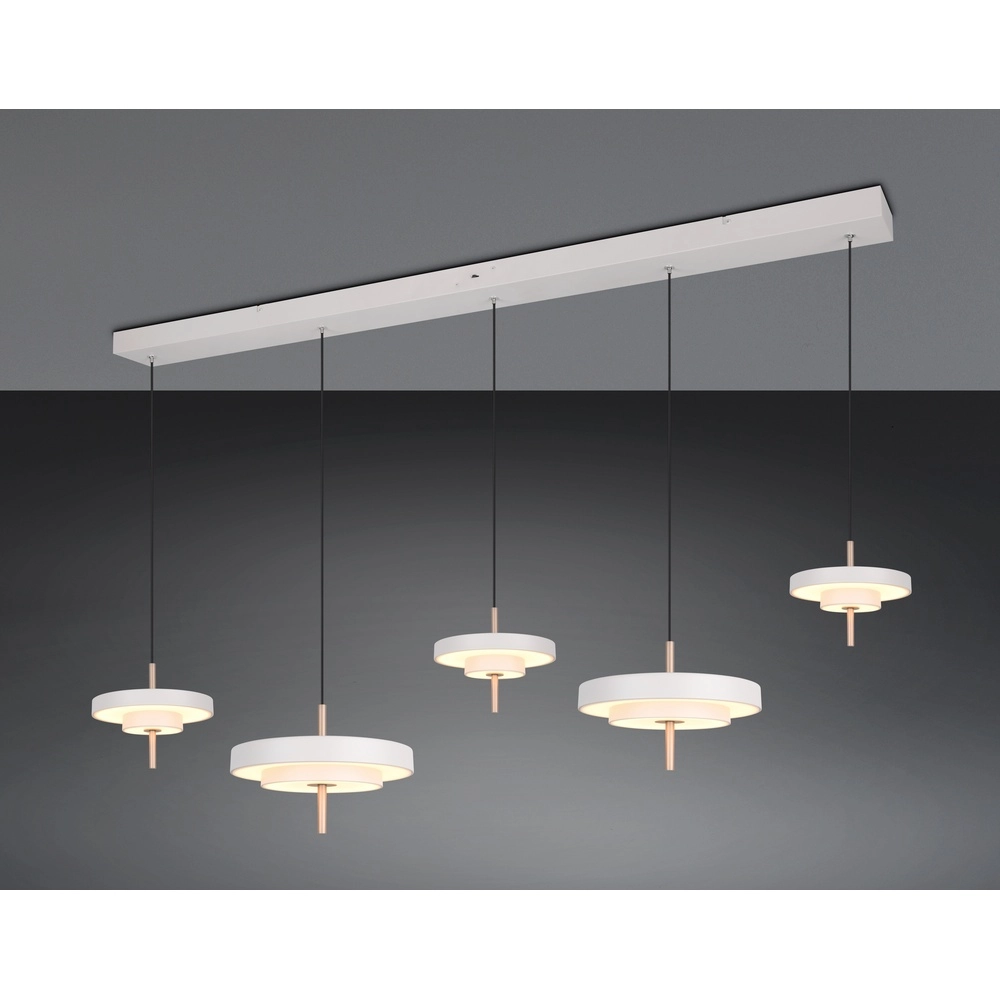 5-lichts hanglamp Keaton wit