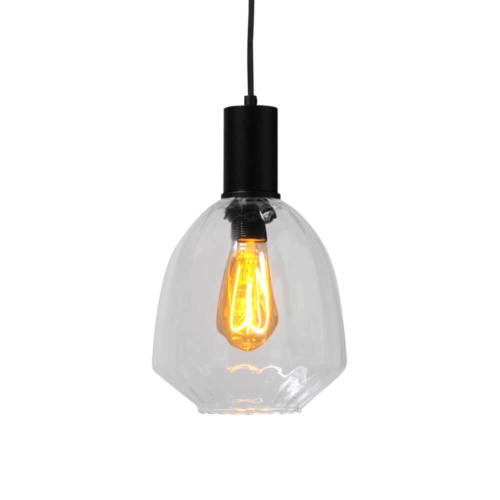 3-lichts hanglamp - zwart - Porto met Nicolette clear glazen Masterlight 8718121269566
