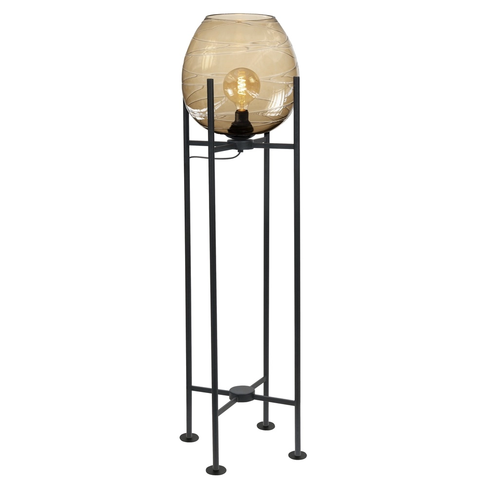 Vloerlamp Fantasy zwart met goud glas 101cm