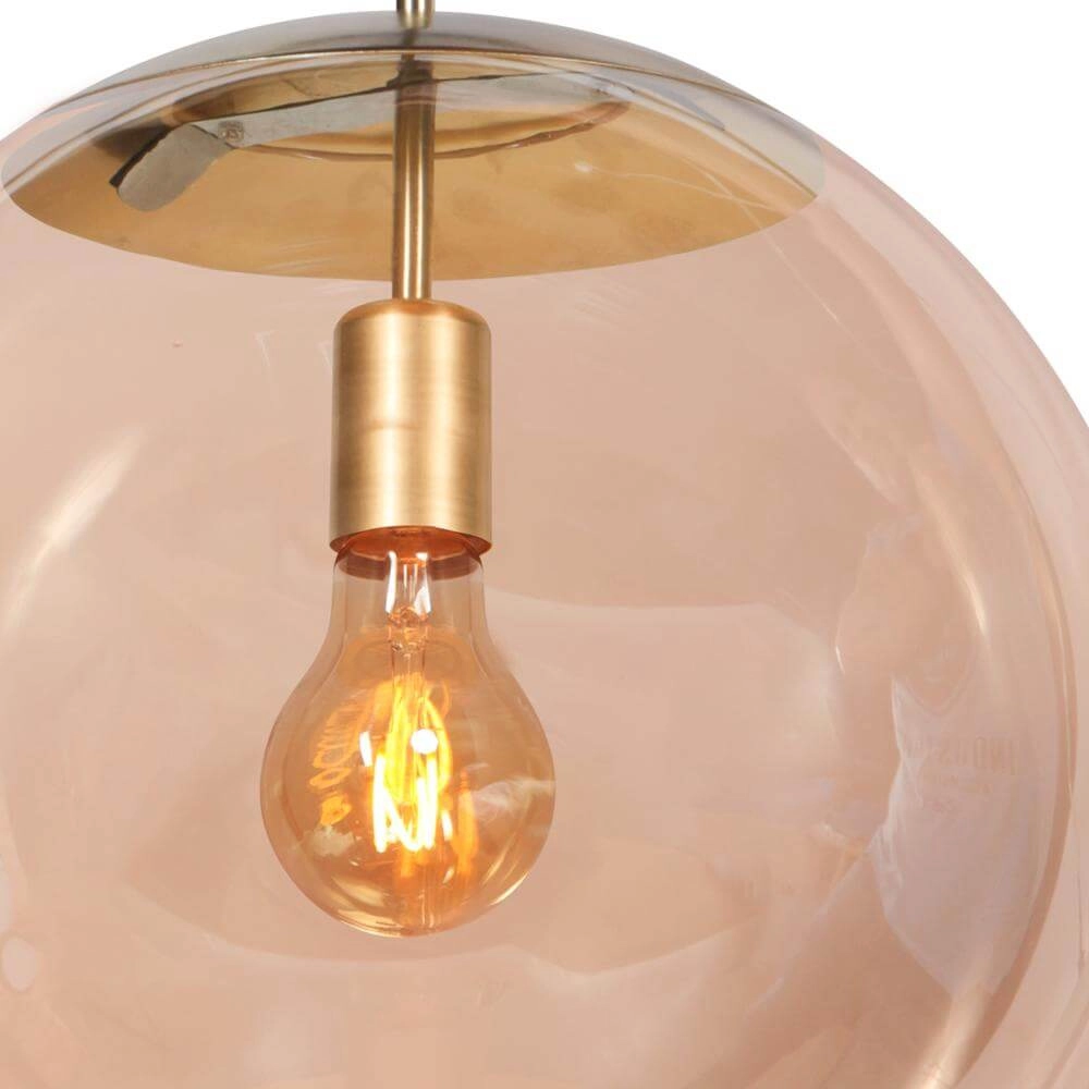 Hanglamp Bollique bol goud met amber glas Steinhauer 8712746177541