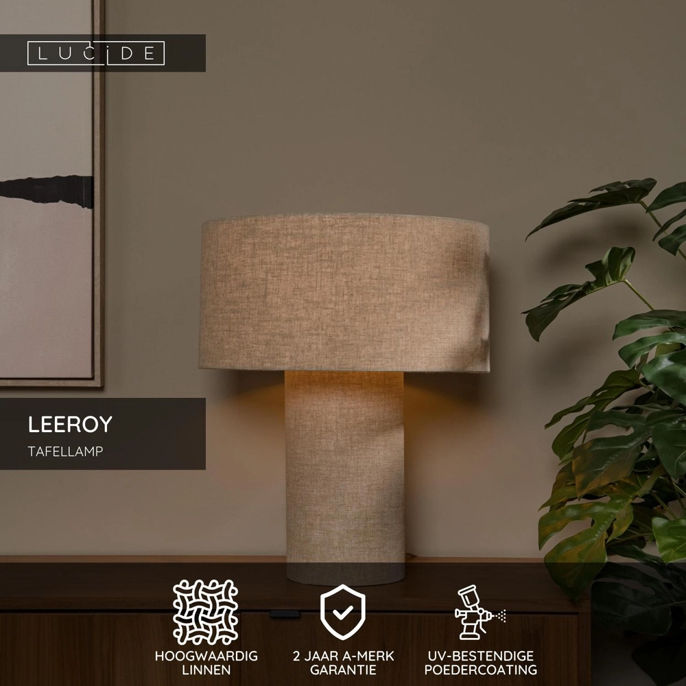 Tafellampje Leeroy taupe Lucide 5411212032102