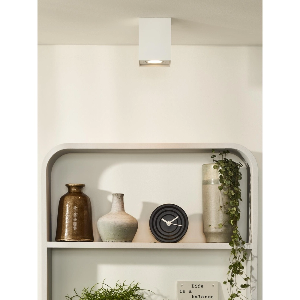 Opbouw plafondspot Tube vierkant wit Lucide 5411212220813