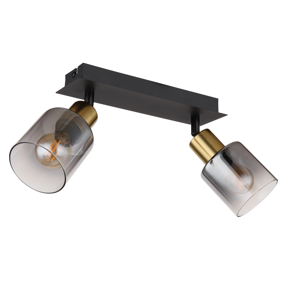 2-lichts plafondlamp Hollsy zwart met smoke glas Globo 9007371445851