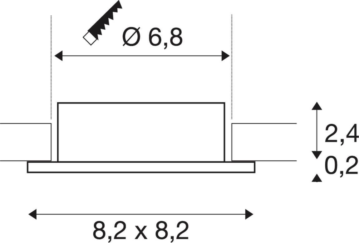 Inbouwring New Tria 68 vierkant zwart - zonder fitting SLV 4024163276603