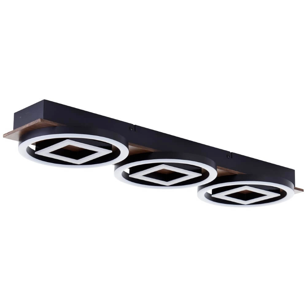 Unieke plafondlamp Maureen zwart met hout Brilliant 4004353435256