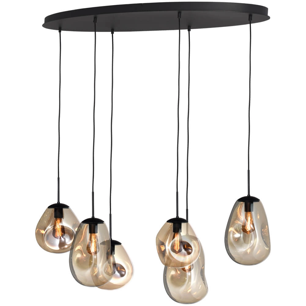 Hanglamp Lava Oval 6x goud glas