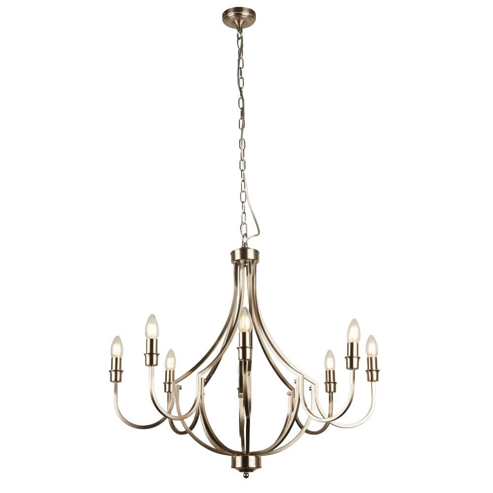 Klassieke hanglamp Lodge 8-lichts zilver Searchlight 5053423242217