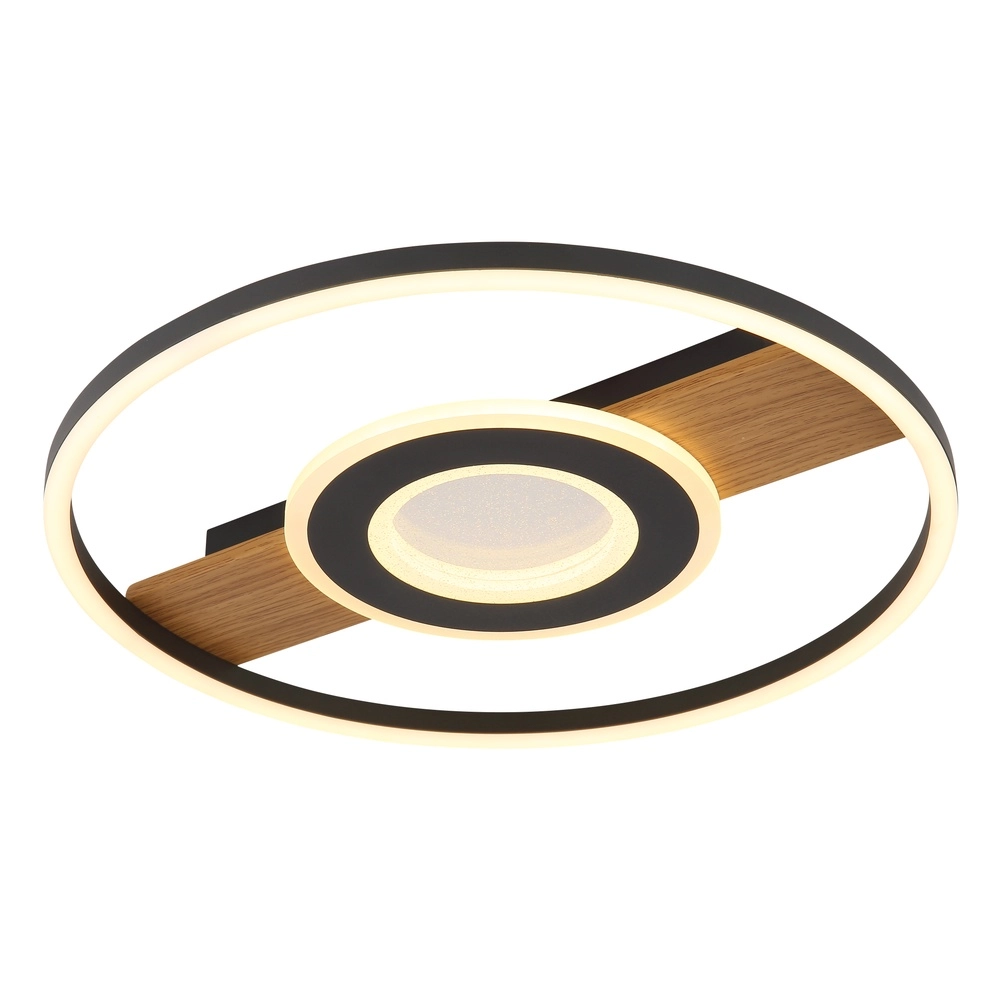 Zwarte plafondlamp Pikara design met hout