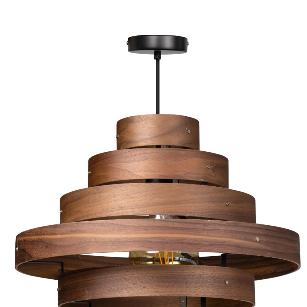 Stoere hanglamp Walnut 7-rings houtbruin ETH 8719075185759