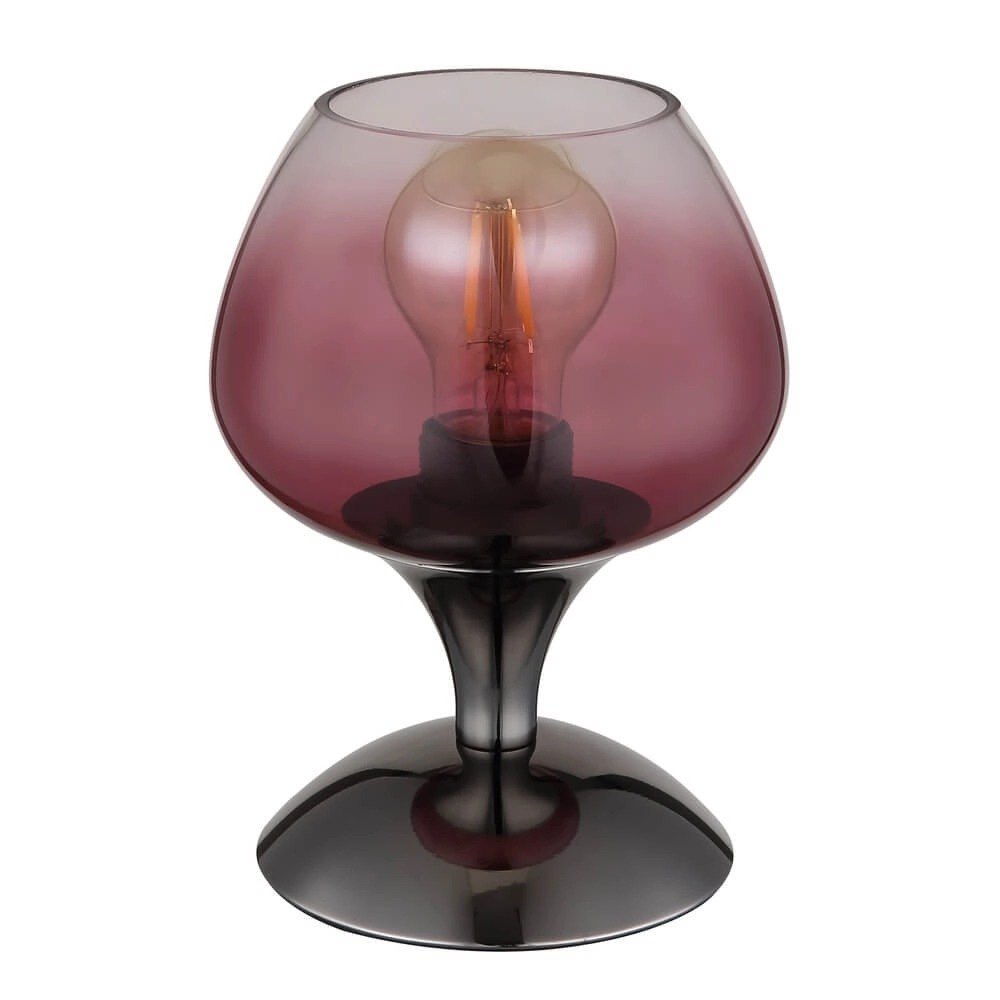 Gunmetal tafellamp Maxy met rood glas Ø 15cm Globo 9007371471935