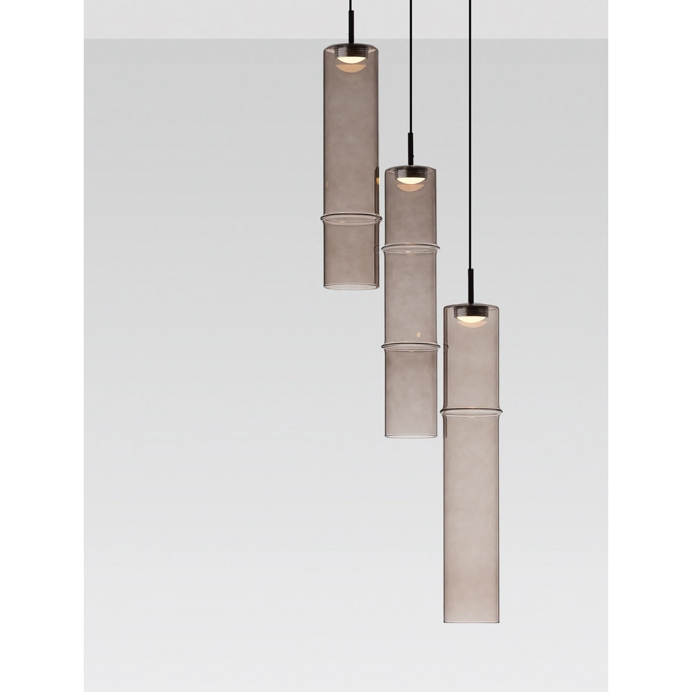 Unieke hanglamp Sano 3-lichts smoke glas