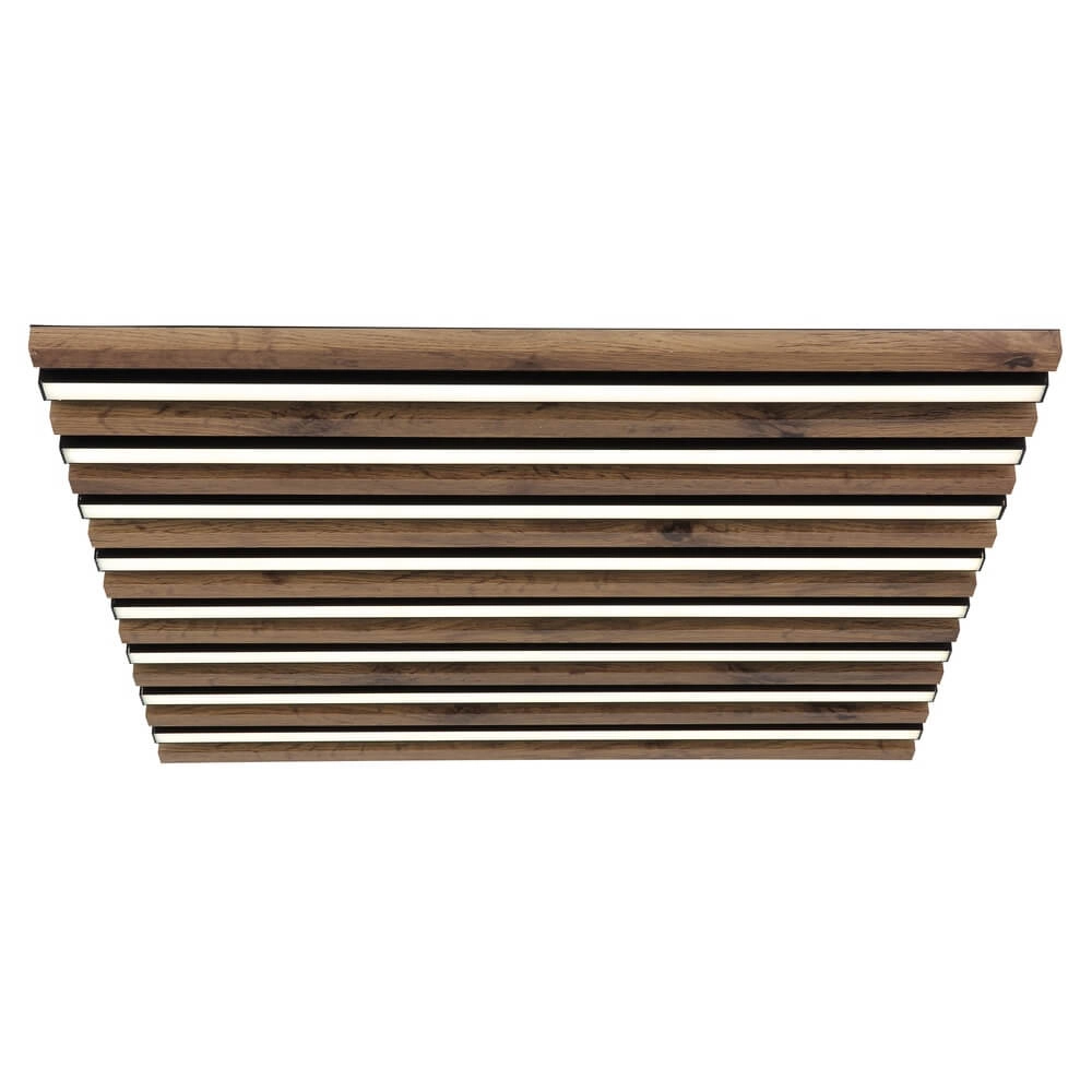 Plafondlamp Hayden zwart met hout vierkant 60cm Globo 9007371513642
