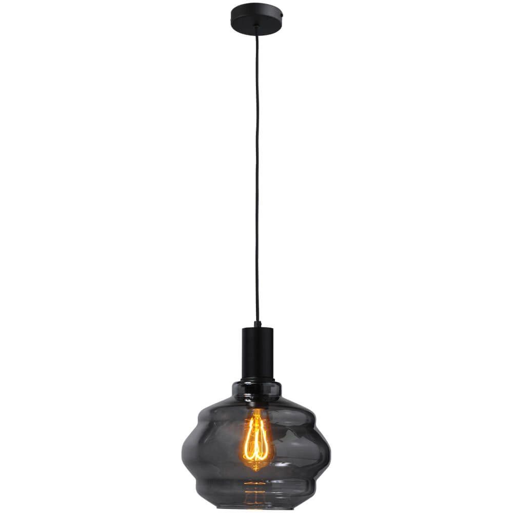 Hanglamp zwart Porto met Ball smoke glas - Ø 24cm Masterlight 8718121269283