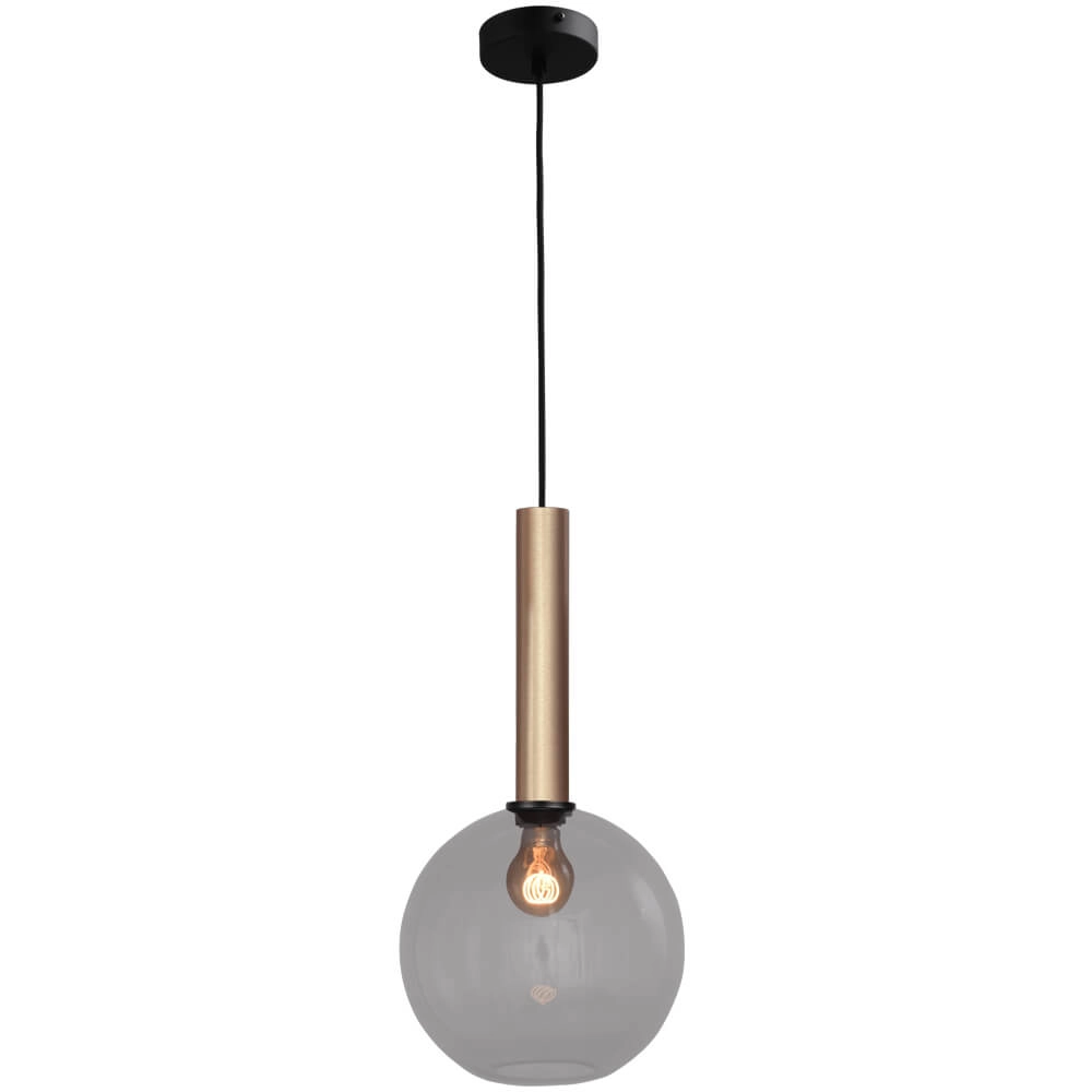 Hanglamp Ø 25cm Bella 2 Messing goud met smoke glas