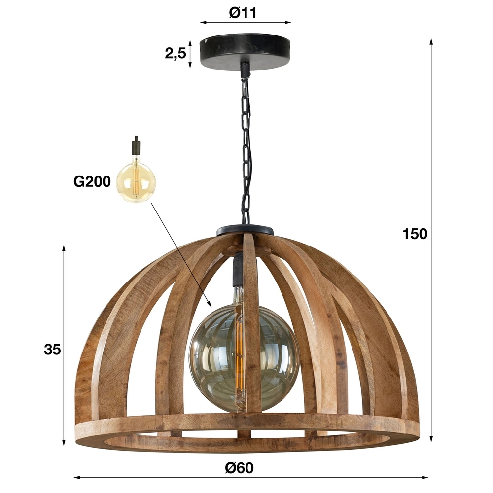 Houten eettafel hanglamp Orba Ø 60cm - E27 Lyora 8716803513211