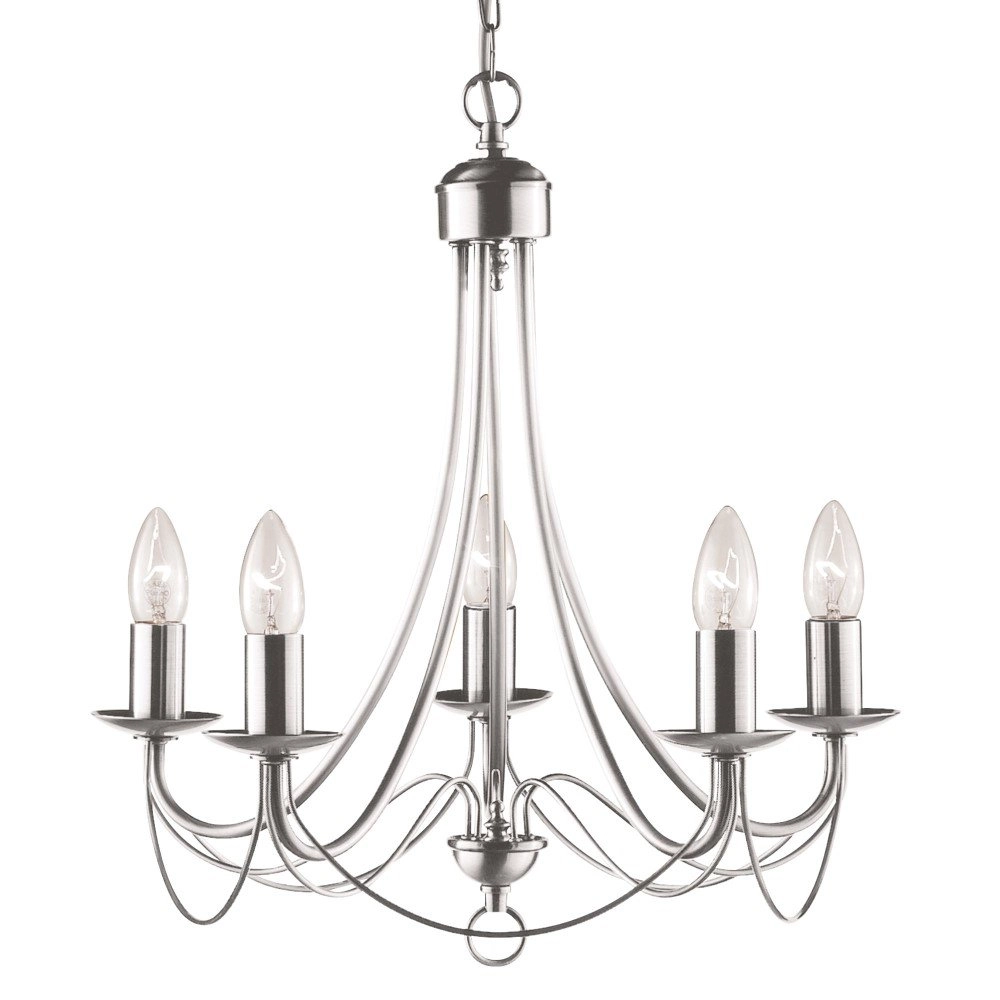 Kroonluchter Maypole 46cm 5-lichts mat zilver Kroonluchter Maypole 46cm 5-lichts mat zilver