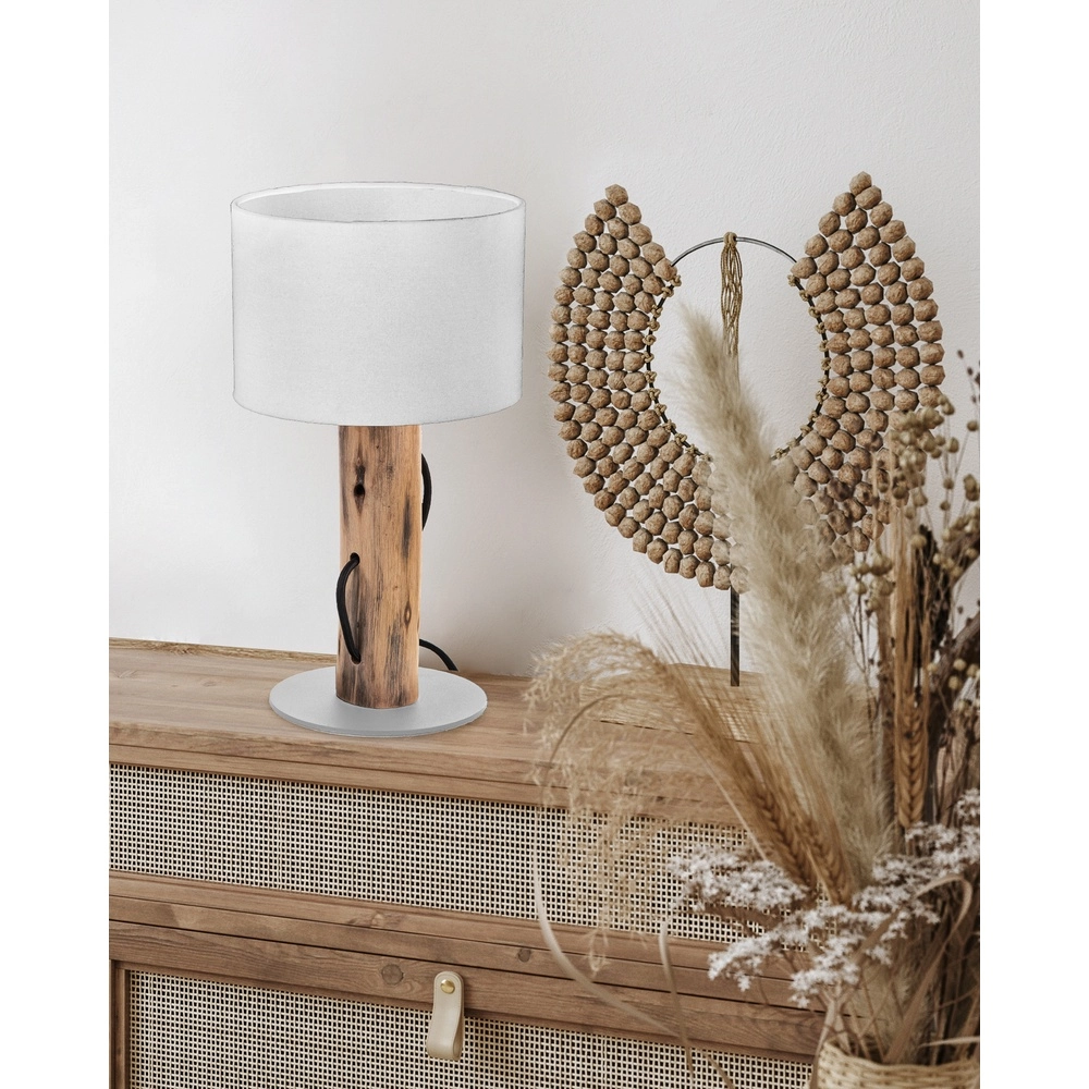 Tafellamp Norin hout met witte kap Globo 9007371478613