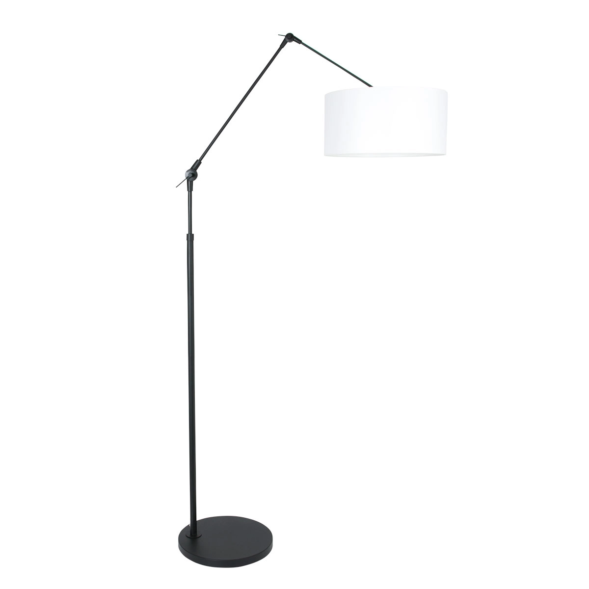 Vloer Leeslamp Prestige Chic zwart met 40cm witte chintz kap Vloer Leeslamp Prestige Chic zwart met 40cm witte chintz kap