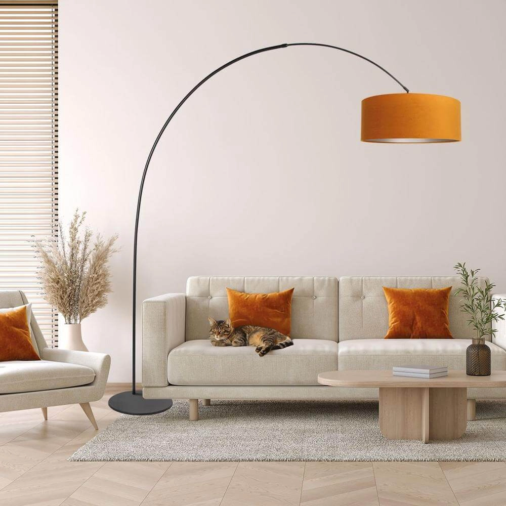 Vloerlamp Curve zwart met gouden kap Ø 50cm Steinhauer 8712746179453