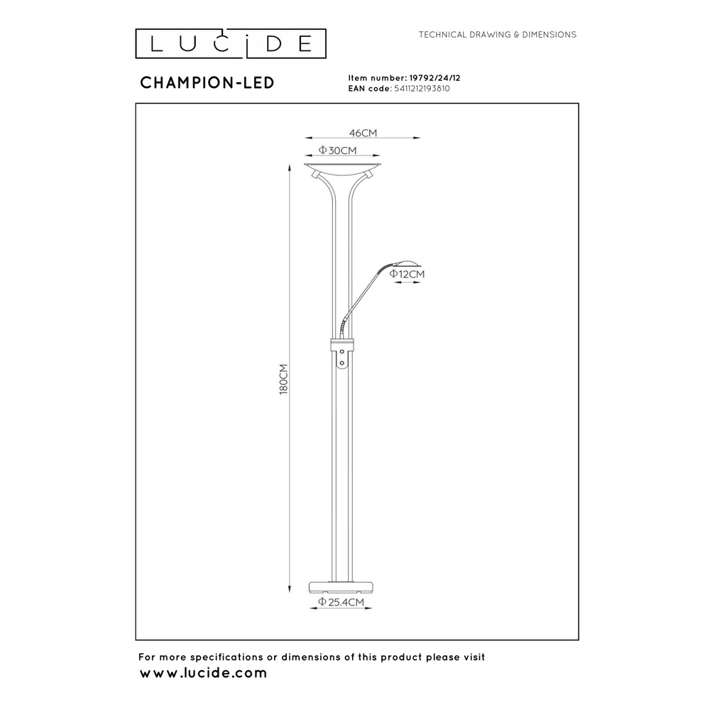 Leeslamp Champion-Led chroom Lucide 5411212193810