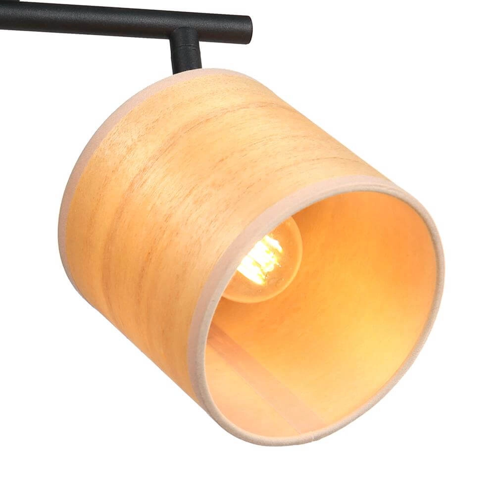 Plafondlamp Bambus zwart met bamboe 2-lichts Steinhauer 8712746171419