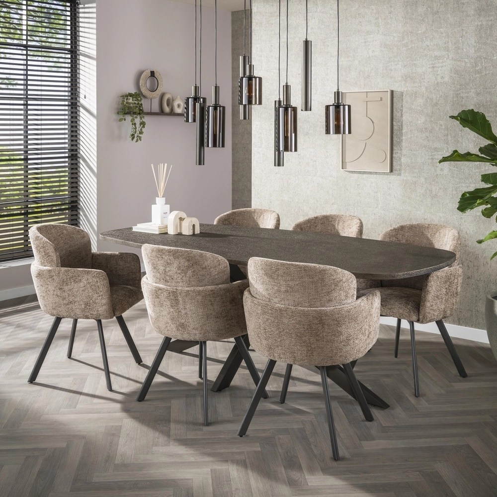 Eettafel hanglamp Sepiora Sienna bruin - donker glas - met pendels Lyora 8716803513464