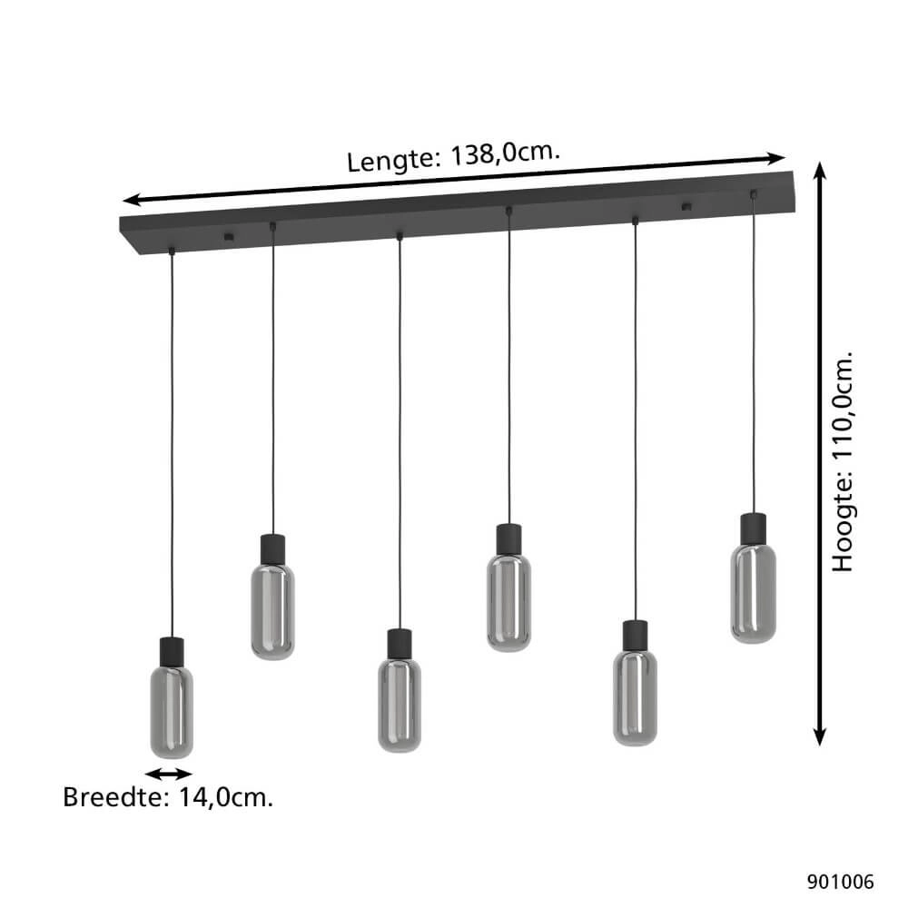6-lichts hanglamp Majone zwart Eglo 9008606295302