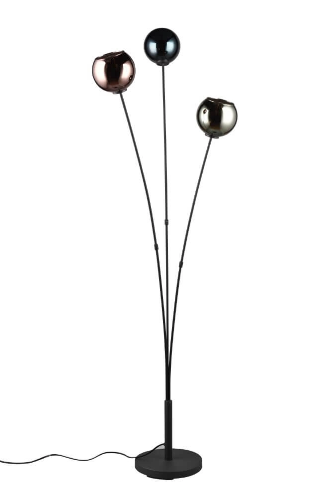 Design staande lamp Sheldon zwart met smoke glas