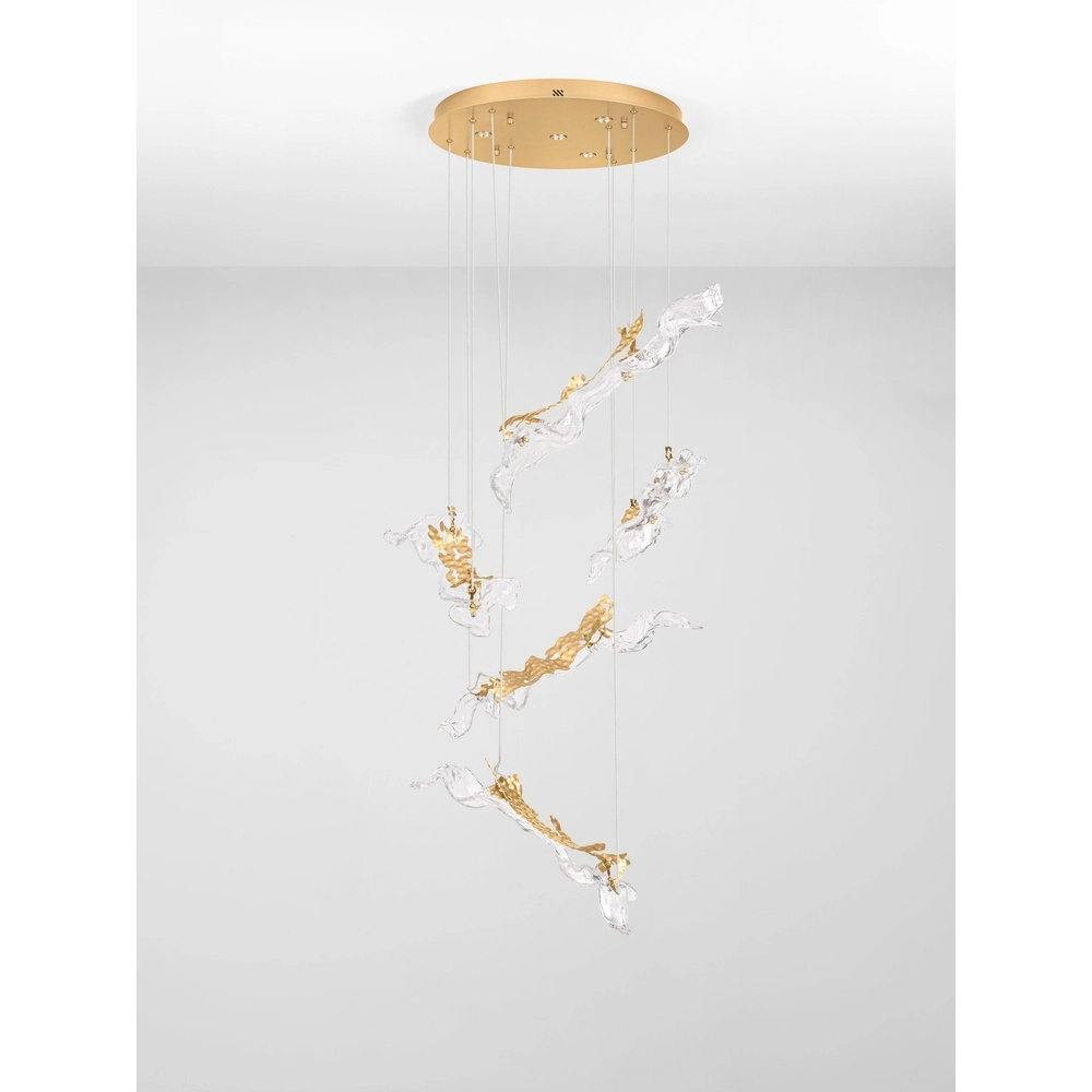 Gouden hanglamp Avesa met helder glas Ø 60cm Lyora 5212063500433