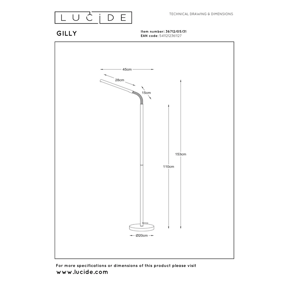 Design leeslamp Gilly wit Lucide 5411212361127