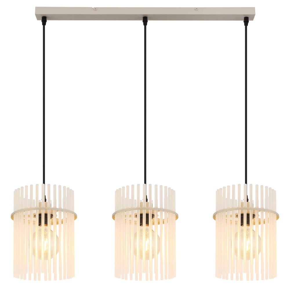 3-lichts hanglamp Gorley zand bruin met glas Globo 9007371566716