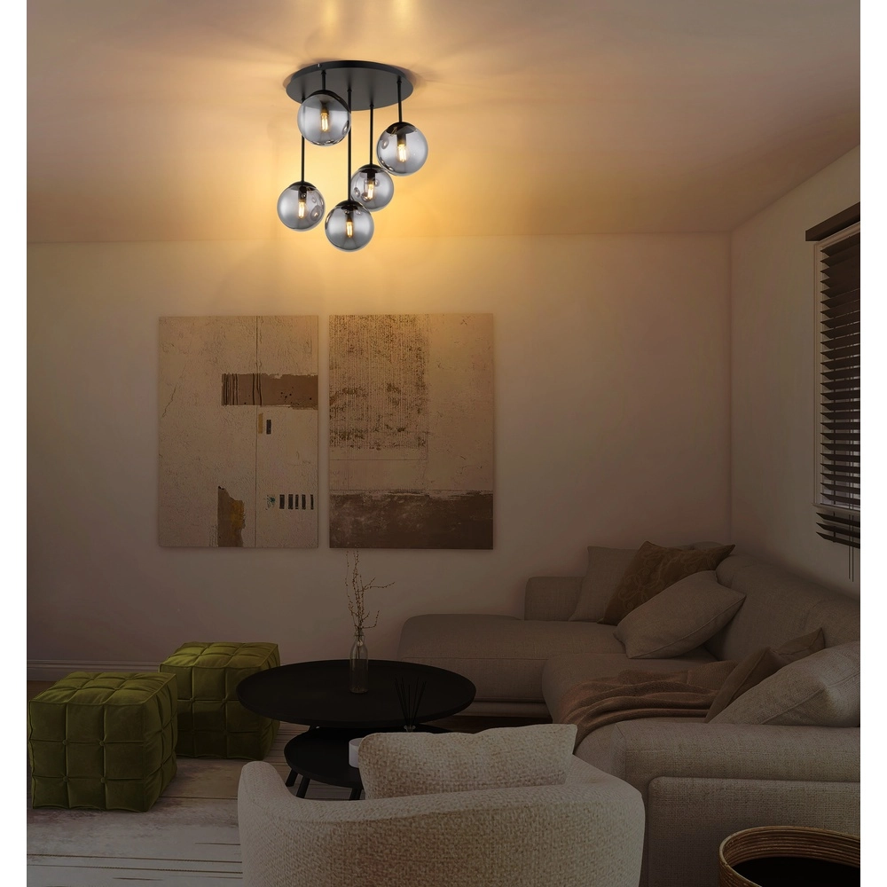 5-lichts plafondlamp Harmon zwart Globo 9007371592531