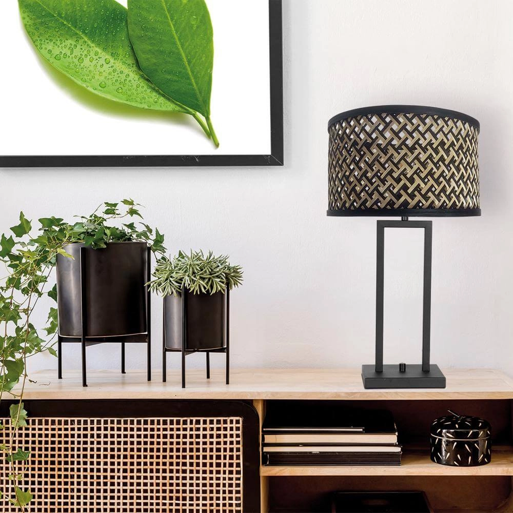 Tafellamp Stang zwart met bamboe Steinhauer 8712746172027