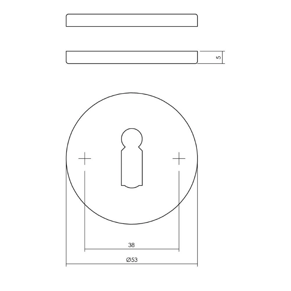 Set van 2 sleutelrozetten Tira RVS Ø 53mm Intersteel 8714186586662