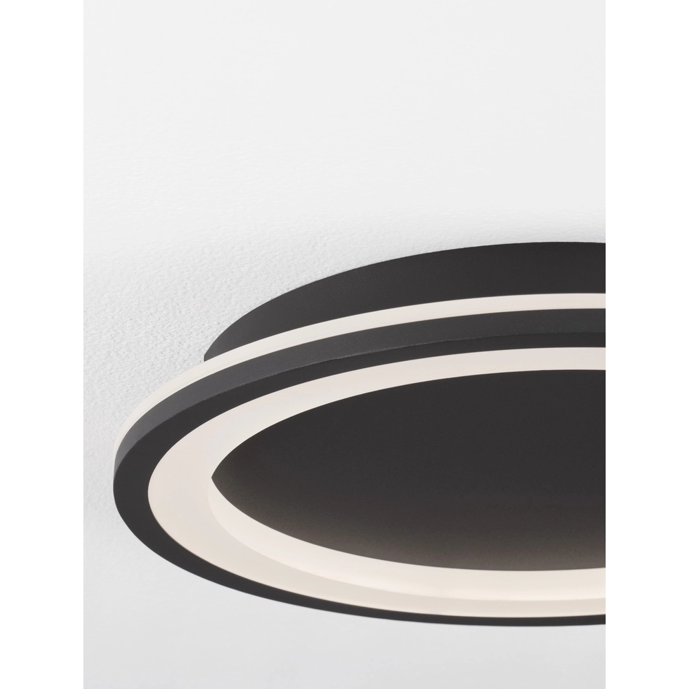 Strakke plafondlamp Oggy zwart Ø 37cm Lyora 5212017432094