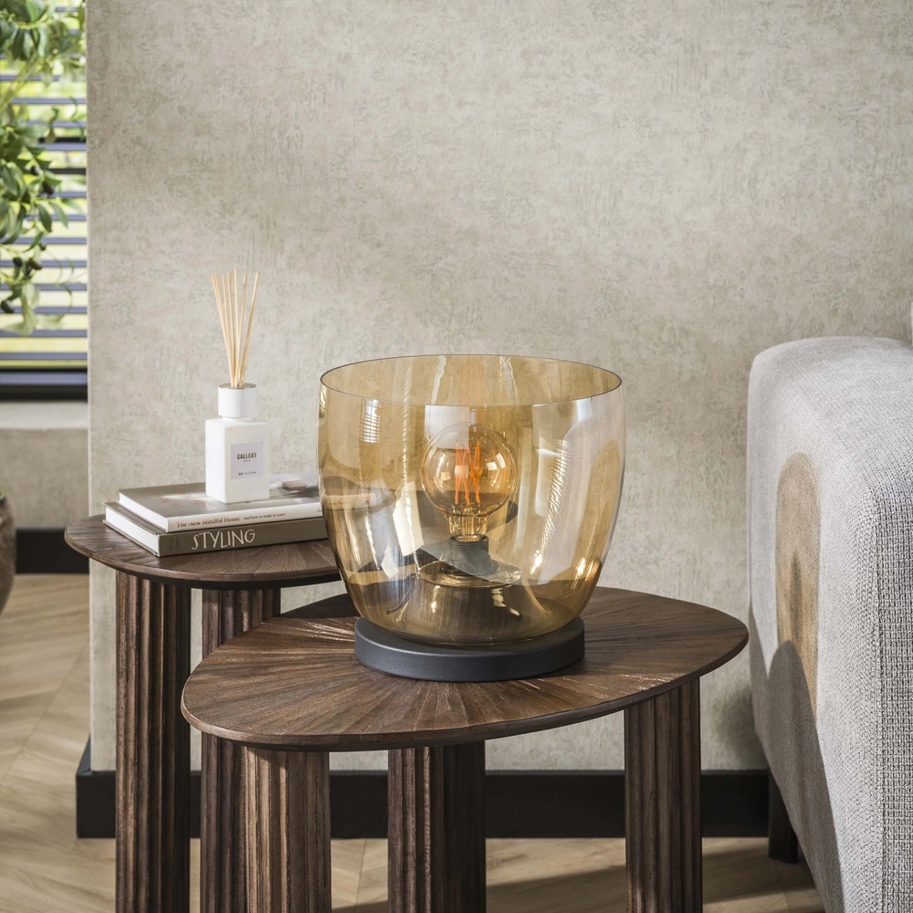Vloerlamp amber glas UP Ø 29cm - 27cm hoog Lyora 8716803512580