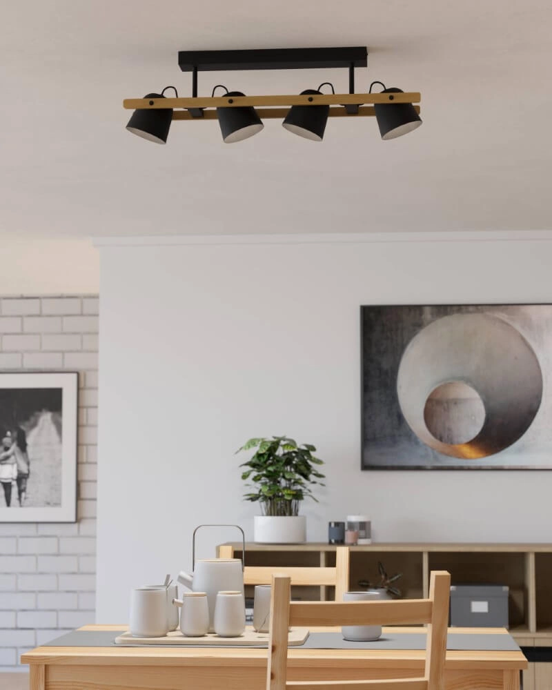 4-lichts plafondlamp Hornwood-Z zwart Eglo 9008606274284