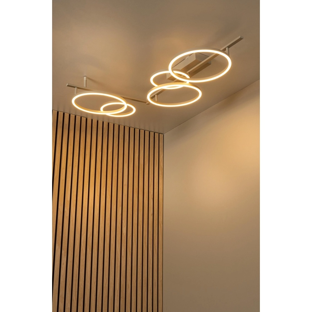 Moderne plafondlamp Nicola zand bruin hoek Lucide 5411212531193
