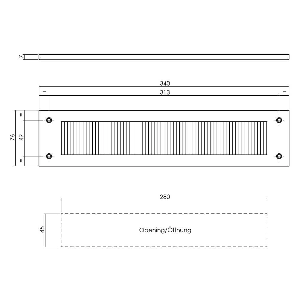 Tochtwering Posta recht messing getrommeld Intersteel 8714186676028